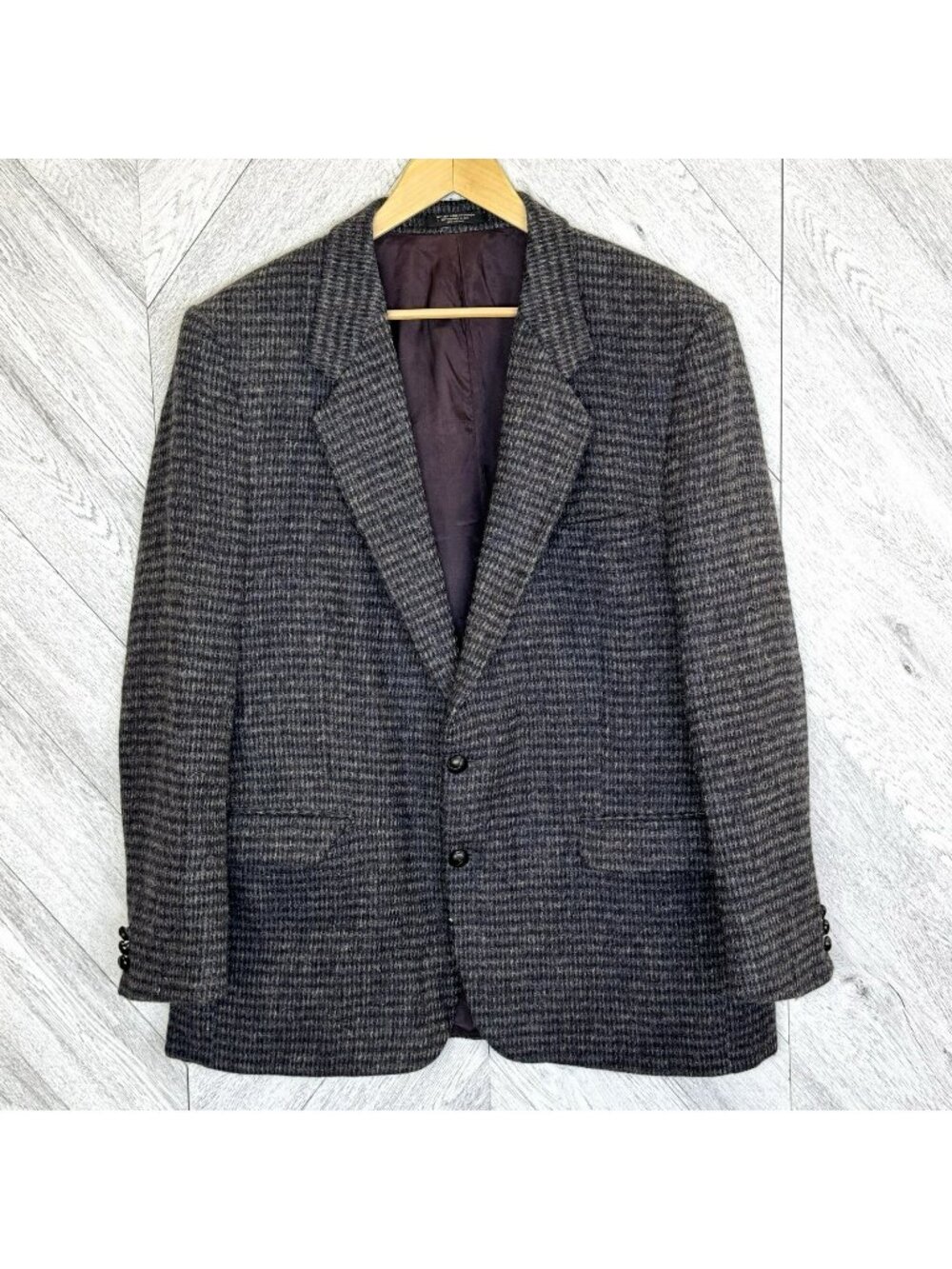 Vintage Harris Tweed Blazer Sport Coat Jacket Mens Size 46R 100% Wool Check